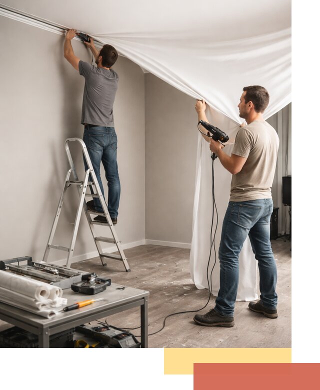 Монтаж натяжного потолка в студии в Мелеузе