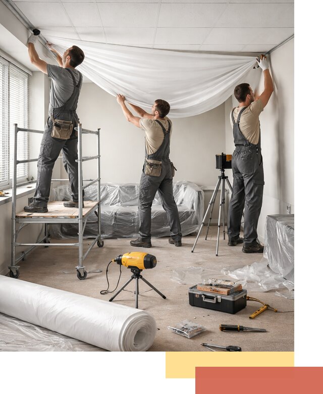 Монтаж натяжного потолка в офисе в Мелеузе