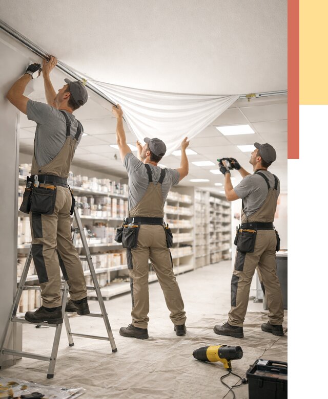 Монтаж натяжного потолка в магазине в Мелеузе от 4603 руб. быстро и недорого | ОТДЕЛОЧНИК-Млз