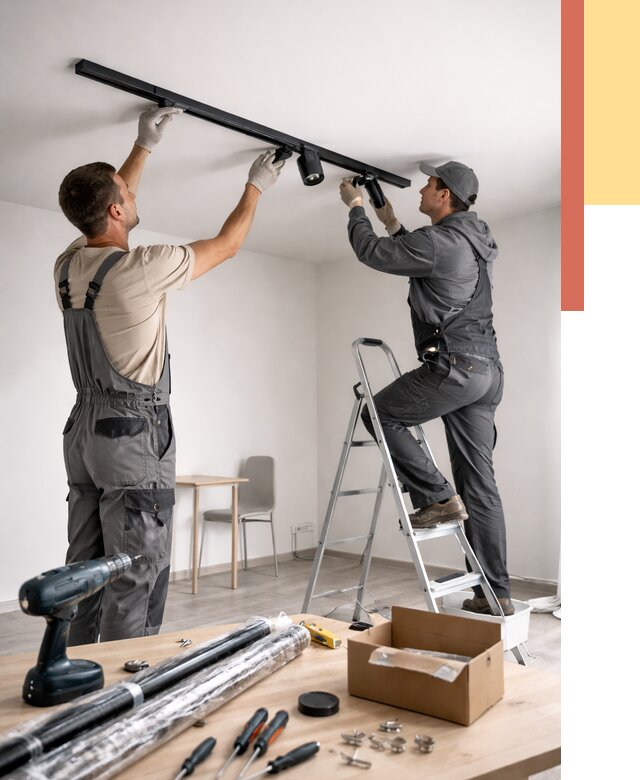 Установка трековых светильников в натяжной потолок в Мелеузе от 4296 руб. | ОТДЕЛОЧНИК-Млз