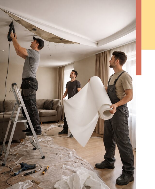 Замена полотна натяжного потолка в Мелеузе от 9718 руб. быстро и недорого | ОТДЕЛОЧНИК-Млз