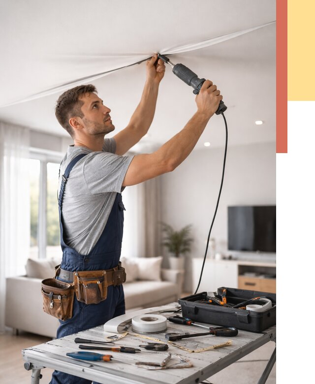 Ремонт натяжных потолков в Мелеузе от 9718 руб. под ключ — ОТДЕЛОЧНИК-Млз