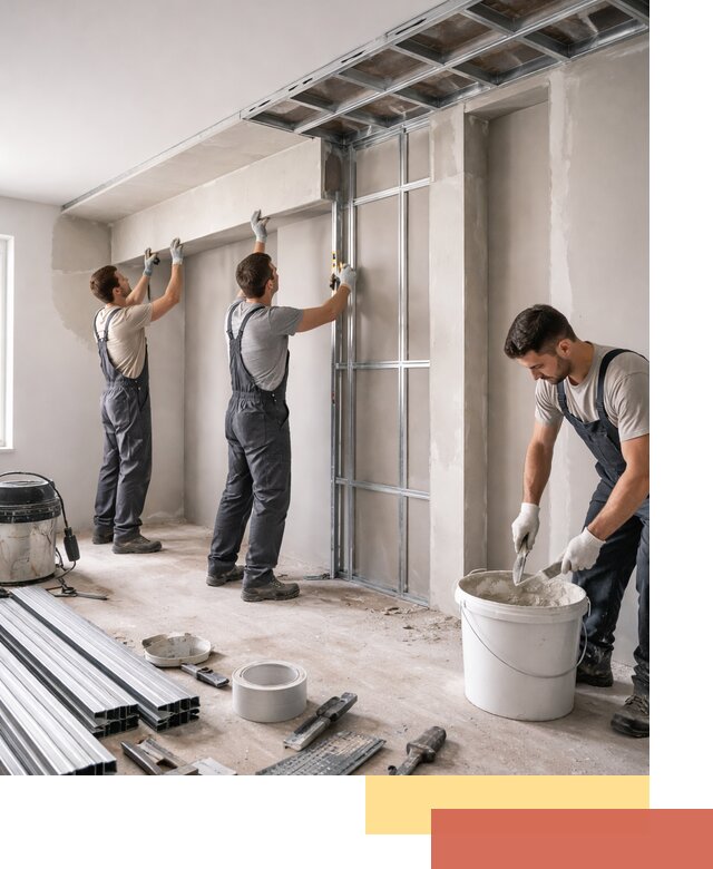 Монтаж потолка из гипсокартона с нишей в Мелеузе