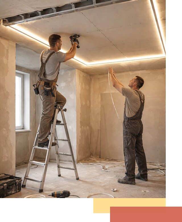 Потолок из гипсокартона с подсветкой в Мелеузе