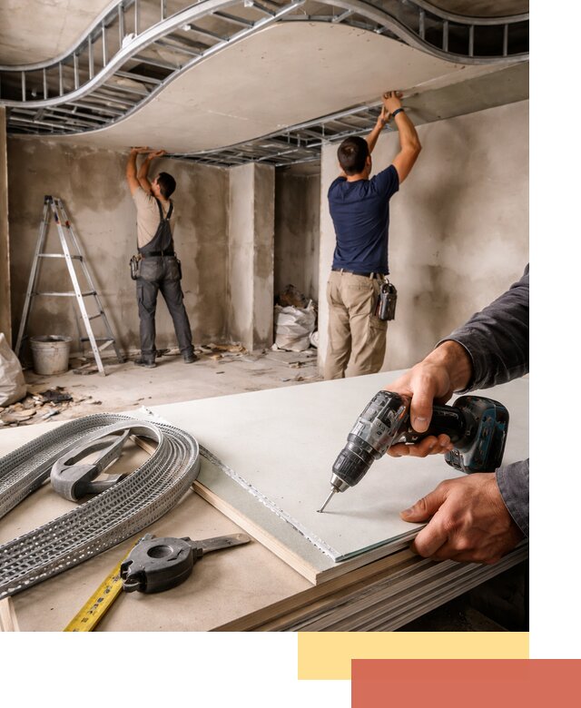 Криволинейный потолок из гипсокартона в Мелеузе — монтаж и отделка