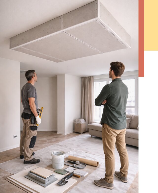 Короб на потолке из гипсокартона в Мелеузе от 2250 руб. — монтаж и услуги под ключ | ОТДЕЛОЧНИК-Млз